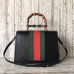 Gucci Web Moth Ostrich Pattern Medium Top Handle Bag 488691 Black 2018