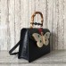 Gucci Web Moth Ostrich Pattern Medium Top Handle Bag 488691 Black 2018