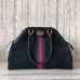 Gucci GG Tote Bag 501015 Web Suede Navy Blue Spring 2018