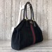 Gucci GG Tote Bag 501015 Web Suede Navy Blue Spring 2018