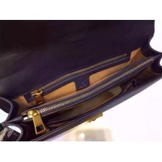 Gucci cat lock leather top handle bag 421998 Black