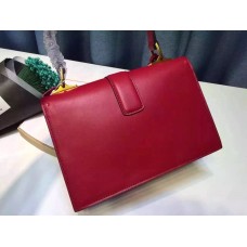 Gucci Cat Lock leather top handle bag 421997 Red Leather