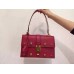 Gucci Cat Lock leather top handle bag 421997 Red Leather