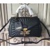 Gucci Margaret Quilted Leather Metal Bee Detail Top Handle Bag 476531 Black 2017