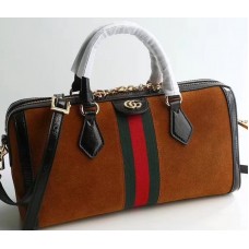 Gucci Ophidia Medium Top Handle Bag ‎524532 Chestnut Suede 2018