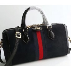 Gucci Ophidia Medium Top Handle Bag ‎524532 Navy Blue Suede 2018