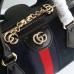 Gucci Ophidia Medium Top Handle Bag ‎524532 Navy Blue Suede 2018