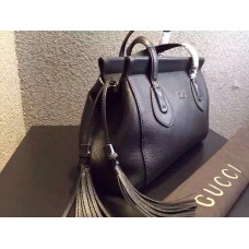 Gucci lady tassel leather top handle bag In Black 354469