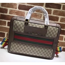 Gucci GG Supreme Briefcase Bag With Rainbow Strap 484663 Nude 2017
