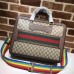 Gucci GG Supreme Briefcase Bag With Rainbow Strap 484663 Nude 2017