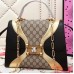 Gucci GG Supreme  And Leather Top Handle Bag 476435 Black/Gold 2017