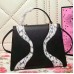 Gucci GG Supreme  And Leather Top Handle Bag 476435 Black/Snakeskin 2017