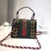 Gucci Sylvie Metal Animal Insects Studs Leather Top Handle Mini Bag 470270 Black 2017