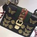 Gucci Sylvie Metal Animal Insects Studs Leather Top Handle Mini Bag 470270 Black 2017