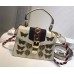 Gucci Sylvie Metal Animal Insects Studs Leather Top Handle Mini Bag 470270 White 2017