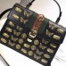 Gucci Sylvie Metal Animal Insects Studs Leather Top Handle Medium Bag 431665 Black 2017
