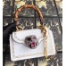 Gucci Frame Print Leather Top Handle Bag 495881 White 2018