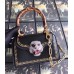 Gucci Frame Print Leather Top Handle Bag 495881 Black 2018