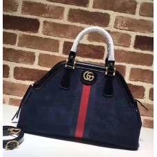 Gucci RE(BELLE) Suede Medium Top Handle Bag ‎516459 Navy Blue 2018