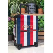 Gucci Sylvie Striped Trim Logo Luggage Blue 2018