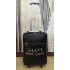 Gucci Grained Leather Logo Print Travel Luggage Black 2018