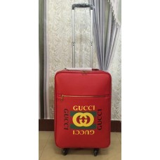 Gucci Grained Leather Logo Print Travel Luggage Red 2018