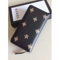 Gucci Bee Star Leather Zip Around Wallet 495062 2017