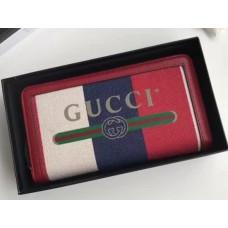 Gucci Print Zip Around Wallet 524790 Sylvie Stripe Canvas