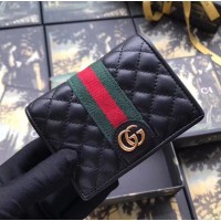 Gucci Leather Card Case with Double G ‎536453 Black