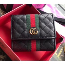 Gucci Leather Flap Wallet with Double G ‎536449 Black