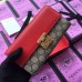 Gucci Padlock GG Canvas and Calfskin Continental Chain Wallet 453506 Red