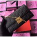 Gucci Padlock GG Signature Leather Continental Chain Wallet 453506 Black