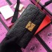 Gucci Padlock GG Signature Leather Continental Chain Wallet 453506 Black