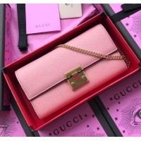 Gucci Padlock Calfskin Continental Chain Wallet 453506 Pink