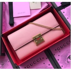 Gucci Padlock Calfskin Continental Chain Wallet 453506 Pink