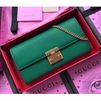Gucci Padlock Calfskin Continental Chain Wallet 453506 Green