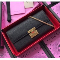 Gucci Padlock Calfskin Continental Chain Wallet 453506 Black