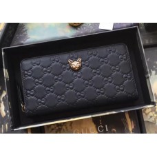 Gucci Signature Zip Around Wallet with Cat 548058 Black 2018