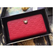 Gucci Signature Zip Around Wallet with Cat 548058 Red 2018