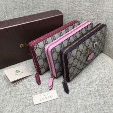 Gucci zip around wallet with embroidered face 431392 pink