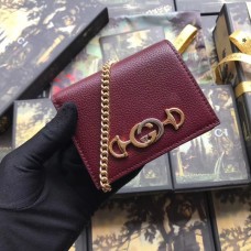 Gucci Zumi Grainy Leather Card Case Wallet 570660 Burgundy 2019