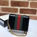 Gucci Vintage Web Rajah Chain Card Case Wallet 573790 Leather Black