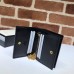 Gucci Vintage Web Rajah Chain Card Case Wallet 573790 Leather Black