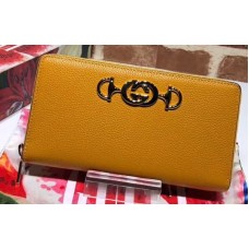 Gucci Zumi Grainy Leather Zip Around Wallet 570661 Yellow 2019