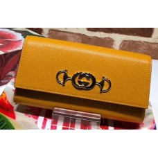 Gucci Zumi Grainy Leather Continental Wallet 573612 Yellow 2019