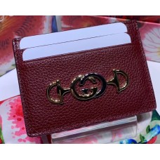 Gucci Zumi Grainy Leather Card Case 570679 Burgundy 2019