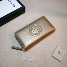 GUCCI SOHO WALLET 308004 IN GRAINED LEATHER metallic gold
