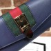 Gucci Web Sylvie Leather Continental Wallet 476084 Navy Blue 2017