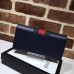 Gucci Web Sylvie Leather Continental Wallet 476084 Navy Blue 2017