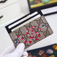 Gucci Kingsnake Print GG Supreme Card Case ‎451277 Red